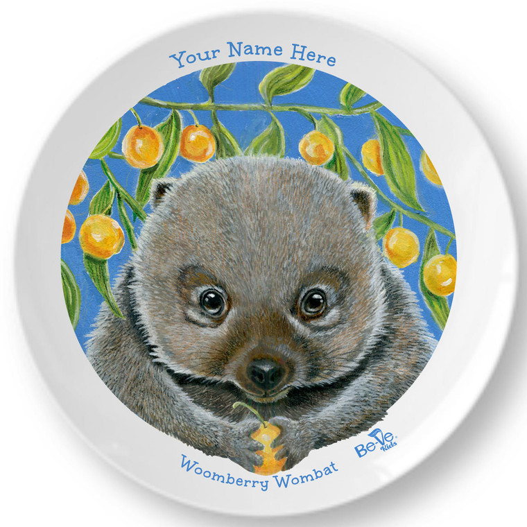Be-Ve Kids Personalized Wombat Plate for Children Meet Woomberry Wombat