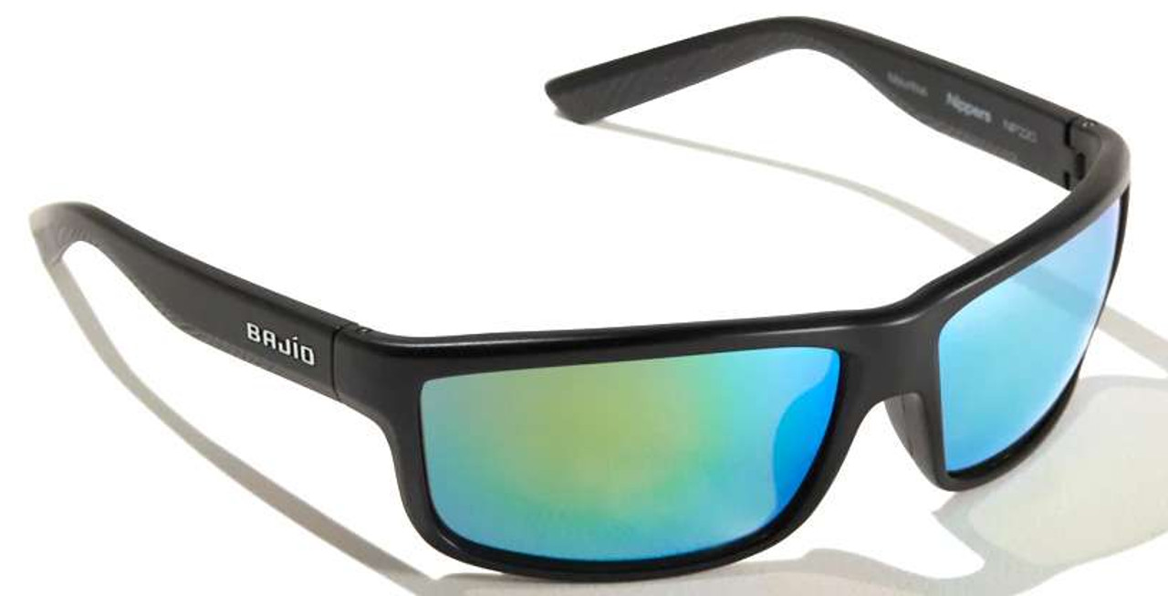 Bajio Nippers Sunglasses - Black Matte Frame/Green Glass Lens