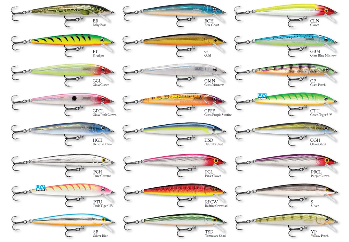 Lot De 12 Leurres De Pêche Rapala Vintage - Modèles Husky Jerk Flottants/coulants Argent - Neufs Et Occasion