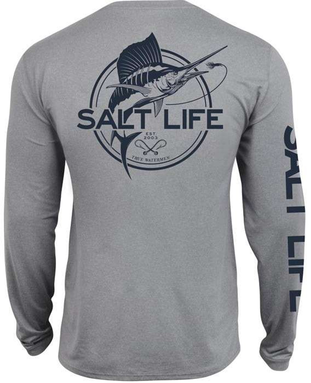 Salt Life Marlin Life Performance L/S Pocket Tee - Grey Heather