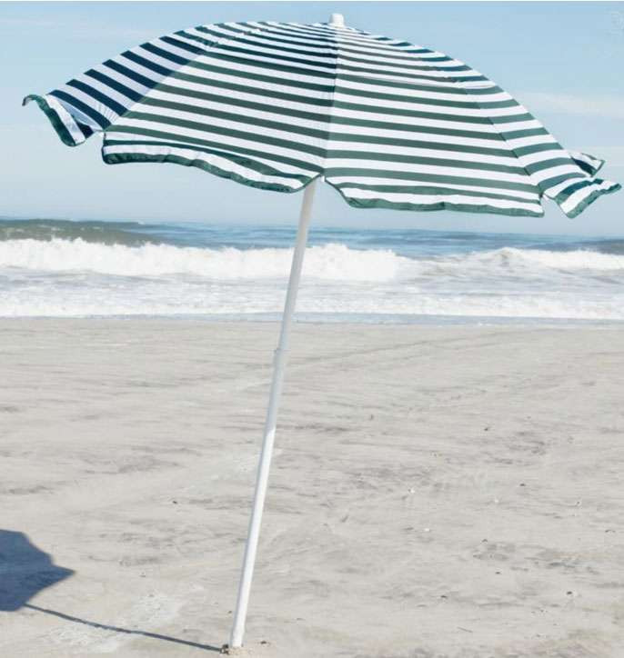 Frankford and Sons 6ft Diameter Beach Umbrella Green/White Stripe