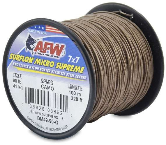 Fil De Pêche Acier Inoxydable Surflon - Revêtu Nylon - Résistant Aux Dents - 4.5-113 Kg Test - Pour Eau Salée - Longueurs 9-91 M
