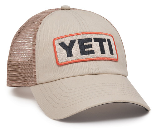 YETI Low Profile Badge Trucker Hat - Tan/Coral