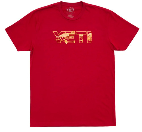 YETI Brown Trout Short Sleeve T-Shirt - Cardinal - 3X-Large