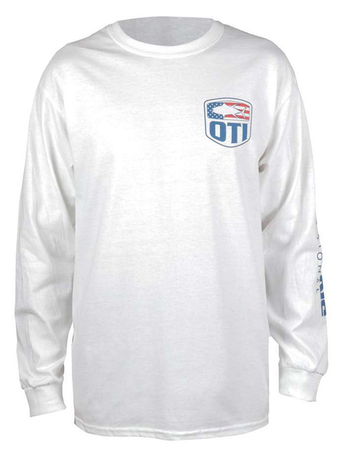 Ocean Tackle International America Flag Logo Long Sleeve T-Shirt - White -  2X-Large