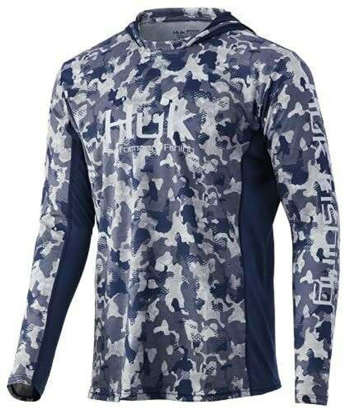 HUK Men's Icon X Camo Long Sleeve Performance Fishing Shirt,  Inshore-Refraction, Small : Clothing, Shoes & Jewelry