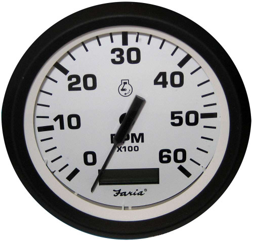 Faria 32932 Euro White 4in Tachometer w/ Hourmeter - 6000 RPM