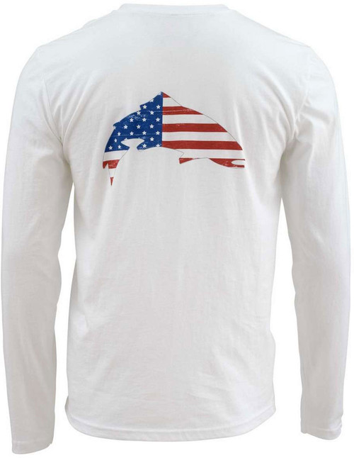 Simms Trout USA Long Sleeve T-Shirt - White - Large