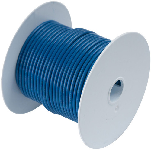 16 GAUGE WIRE WHITE W/ BLUE 100 FT PRIMARY AWG STRANDED COPPER