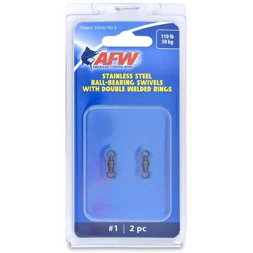 AFW FWV01B-A Size #1 110lb Stainless Steel Ball Bearing Swivels, 2pc