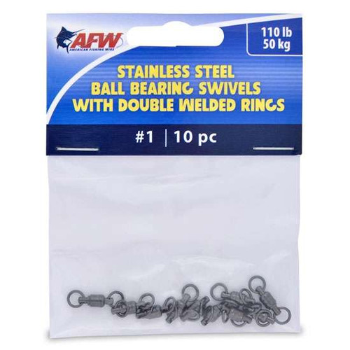 AFW FWV01B/10 Size #1 110lb Stainless Steel Ball Bearing Swivels, 10pc