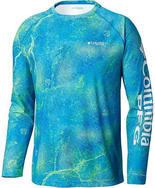 Columbia PFG Super Terminal Tackle Men's Long Sleeve Shirt - Hyper Blue  Realtree Mako - Large