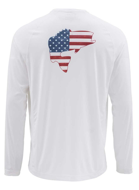 Simms Solarflex Long Sleeve Bass Flag White - M - TackleDirect