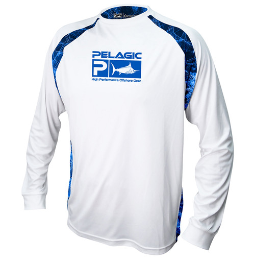 Pelagic Vaportek LS Shirt - Sideline Hexed White - M - TackleDirect