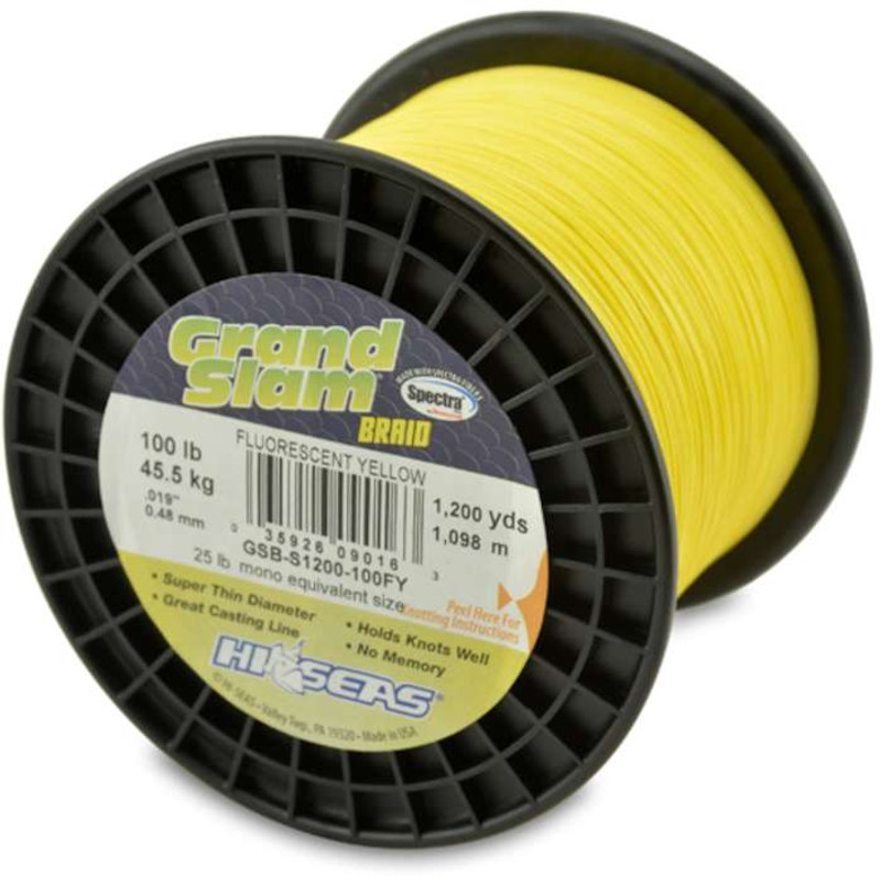 Grand Slam Braid, 80 lb (36.2 kg) test, .018 in (0.46 mm) dia, Fluorescent  Yellow, 150 yd (137 m)