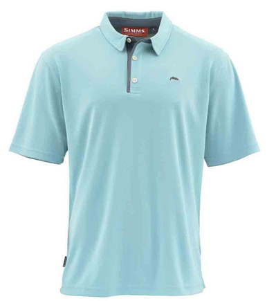 Simms Polo Short Sleeve Shirt - Turquoise - L - TackleDirect