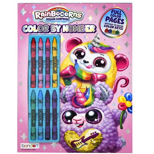 RAINBOCORNS COLORING BOOK W/ CRAYONS 32 PAGE