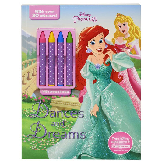 DANCES AND DREAMS COLORING BOOK DISNEY PRINCESS W/ CRAYONS