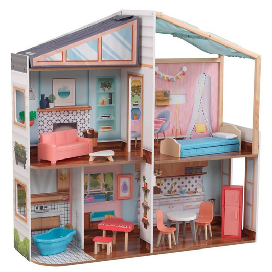 KIDKRAFT MAGNETIC MAKEOVER DOLLHOUSE WITH ACCESSORIES