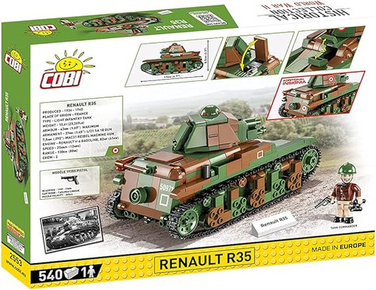 RENULT R35 WW2 TANK (GREEN) HISTORICAL COLLECTION WWII (540 PIECES) #2543 COBI