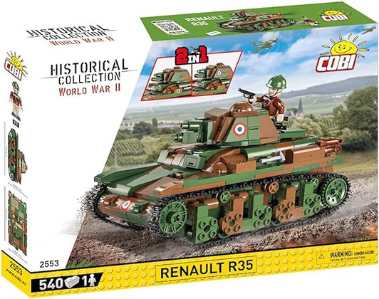 RENULT R35 WW2 TANK (GREEN) HISTORICAL COLLECTION WWII (540 PIECES) #2543 COBI