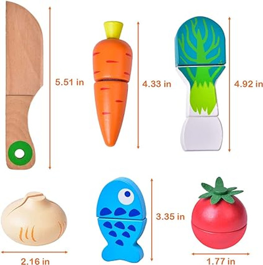 12 PIECES WOODEN PRETENT CUTTING PLAY FOOD SET