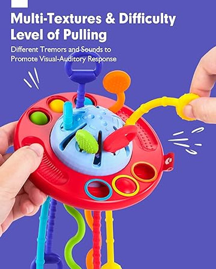 BABY SENSORY ACTIVITY TOY SILICONE PULL STRING MONTESSORE TOY