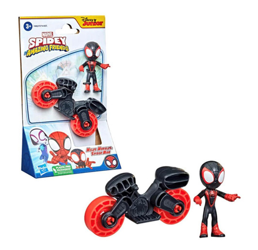 MILES MORALES WITH MOTORCYCLE SPIDEY AND HIS AMAZING FRIENDS FIGURE