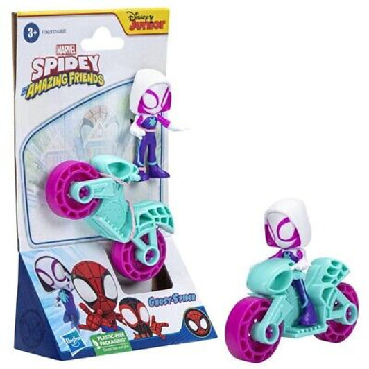 GHOST SPIDER WITH MOTORCYCLE SPIDEY AND HIS AMAZING FRIENDS FIGURE