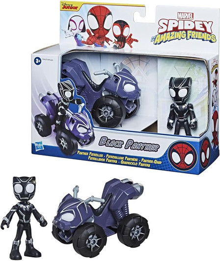 BLACK PATHER WITH PANTHER PATROLLER SPIDEY AND HIS AMAZING FRIENDS FIGURE