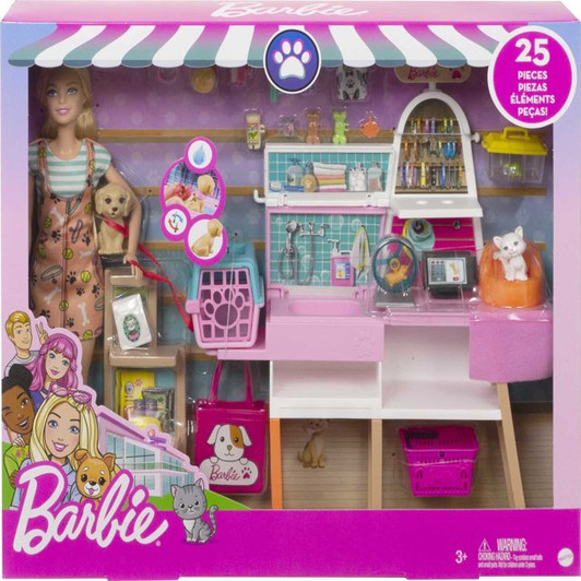 BARBIE PET BOUTIQUE PLAYSET WITH 4 PETS