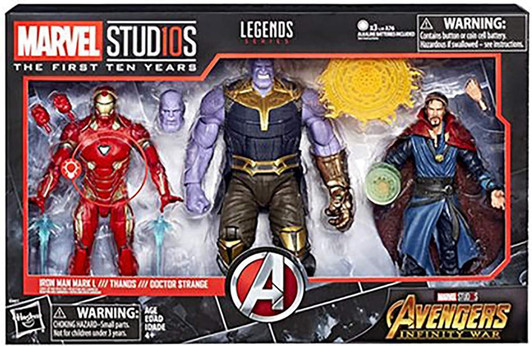 AVENGERS INFINITY WAR 3-PACK- IRON MAN MARK L/ THANOS/ DOCTOR STRANGE MARVEL STUDIOS FIRST 10 YEARS LEGENDS SERIES