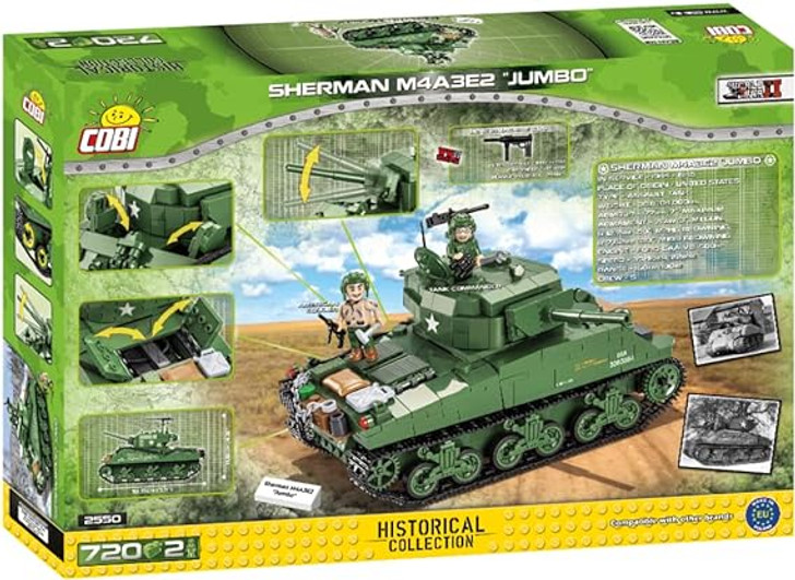 SHERMAN M4A3E2 JUMBO TANK (GREEN) HISTORICAL COLLECTION (720 [PIECES) # 2550 COBI