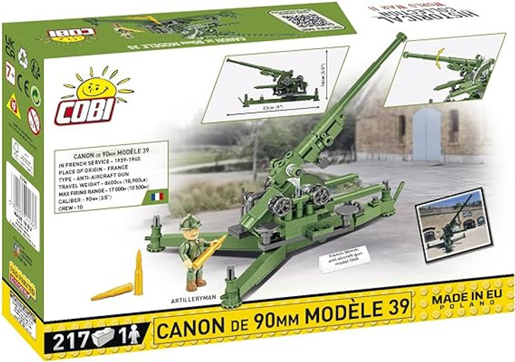 CANNON DE 90 MM MODELE 39 HISTORICAL COLLECTION WWII (217 PIECES) # 2294 COBI