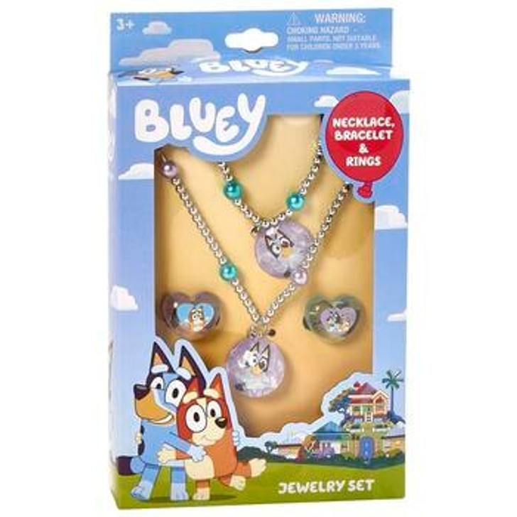 BLUEY JEWELRY SET; NECKLACE, BRACELET & RINGS