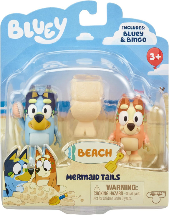 MERMAID TAILS BLUEY BEACH 2 PACK BLUEY & BINGO