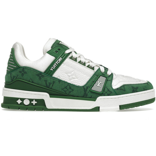 Louis Vuitton LV Trainer Green "Monogram Denim White"