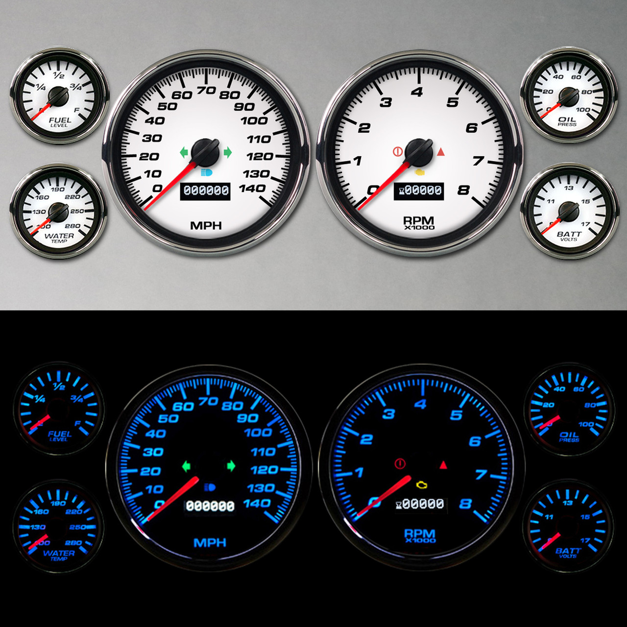 PERFORMANCEII WHITE 6 GA KIT 4-3/8 SPEEDO AND TACH