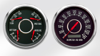 classic 2 gauge 3-3/8" kph old tyme vintage gauges