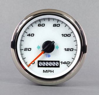 3-7/16" PROGRAMMABLE SPEEDOMETER 140 MPH WHT NO SENDER