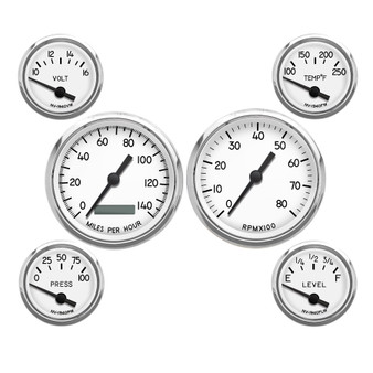 6 GAUGE KIT PROGRAMMABLE SPEEDO WHITE