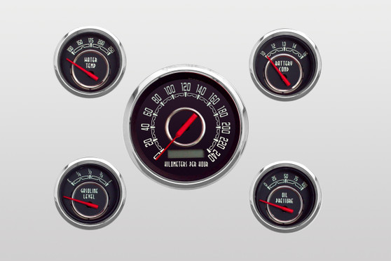 240 km/h kph metric 5 gauge vintage classic gauges