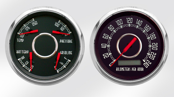 classic 2 gauge 3-3/8" kph old tyme vintage gauges