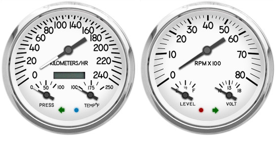 1940 military aviation style gauges dash metric kph km/h