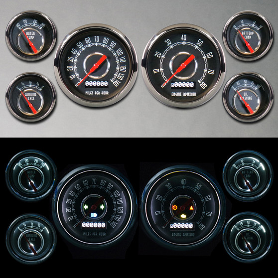 WOODWARD SERIES 6  GA KIT 3-7/16 SPEEDO AND TACH BLK