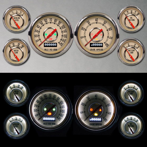 WOODWARD SERIES BEIGE 6 GA KIT 3-7/16 SPEEDO AND TACH 