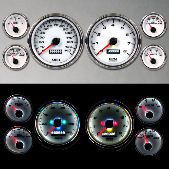 PERFORMANCE 6 GAUGE KIT 4-3/8 2-1/16 PROG  WHT PERFORMANCE 6 GAUGE KIT 4-3/8 2-1/16 PROG  WHT