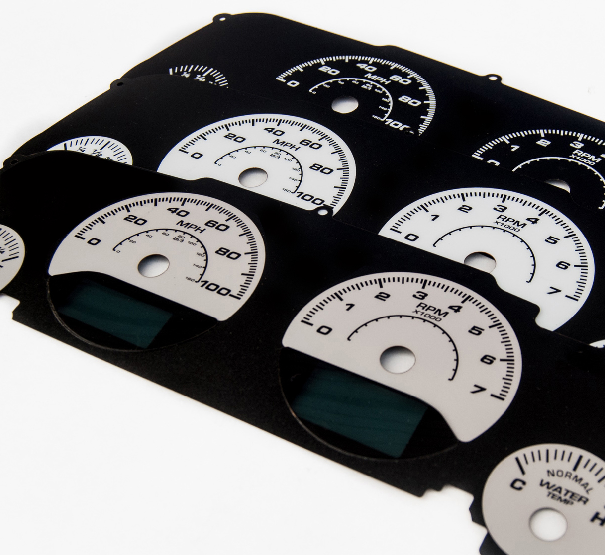 Jeep Wrangler JK custom aftermarket dash gauges overlay LED color