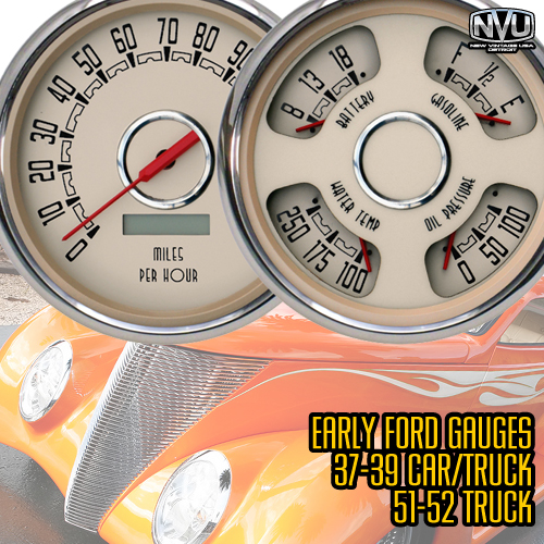 early ford 37-39 ford gauges 51-52 ford dash gauges aftermarket 4-3/8in