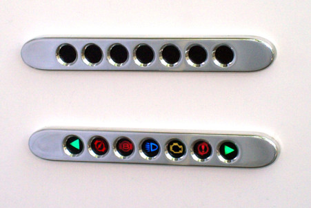 7 LAMP PANEL HORZ ICONS / CHK ENG POLISHED